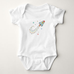 Süßer Weltraum-Raketen-Baby-Body – Pastell-Galaxie Baby Strampler