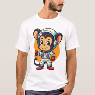 Süßer Weltraumaffe Süßes Cartoon-Astronauten-Masko T-Shirt