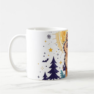Süßer Werwolf heult Vollmond Halloween Kunst Kaffeetasse