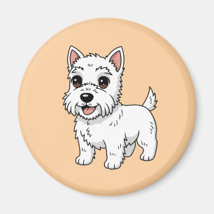 Süßer West Highland White Terrier Hund Beige Magnet