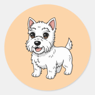 Süßer West Highland White Terrier Hund Beige Runder Aufkleber