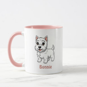 Süßer West Highland White Terrier Hund mit individ Tasse