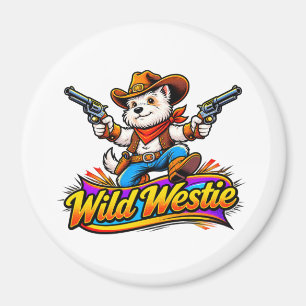 Süßer Westie-Cowboy-Hund Wild West Originalkunst Magnet