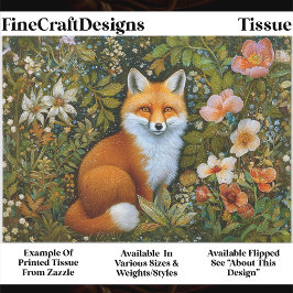 Süßer Whimsical Wald Fuchs, Blumen ET9L Decoupage Seidenpapier