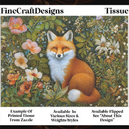 Süßer Whimsical Wald Fuchs, Blumen ET9R Decoupage Seidenpapier