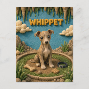 Süßer Whippet-Welpe, Babyhund Postkarte