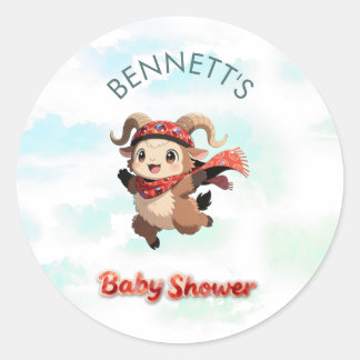 Süßer Widder Winter-Baby-Shower-Rundsticker Runder Aufkleber
