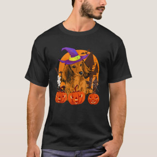 Süßer Wiener Dachshund Hexe Kürbis Hundeliebhaber T-Shirt
