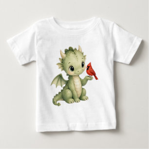 Süßer Winter-Baby-Drache Kardinal-Wasserfarbe Baby T-shirt