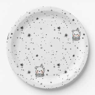 Süßer Winter-Eisbär-Schneeflocke Pappteller