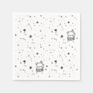 Süßer Winter-Eisbär-Schneeflocke Serviette