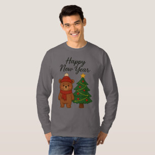 Süßer Winterbär mit Weihnachtsbaum Frohes Neues Ja T-Shirt