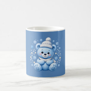Süßer Winterblauer Teddybär Kaffeetasse