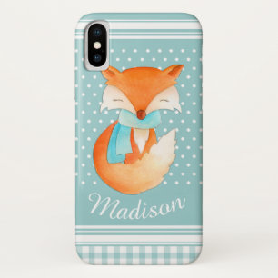 Süßer Winterfuchs grau aqua iPhone X Hülle