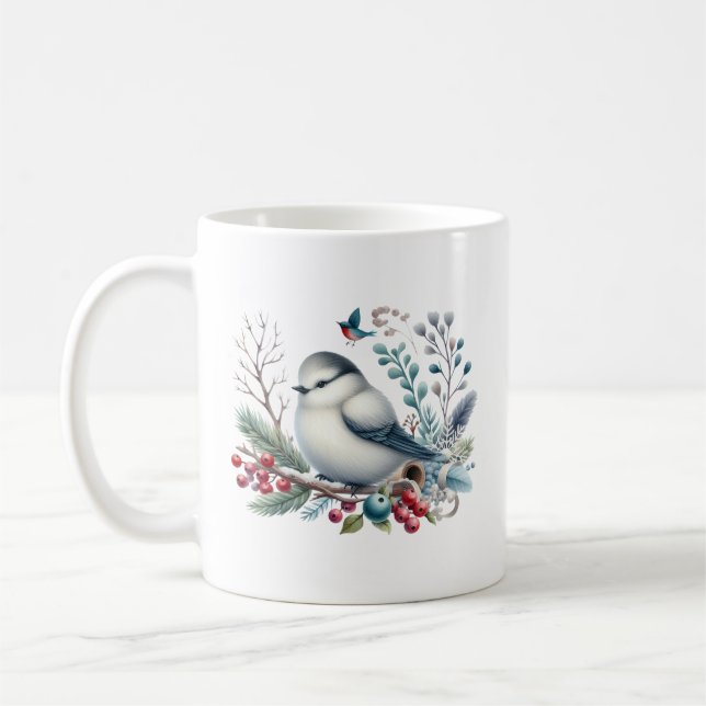 Süßer Wintervogel mit Monogramm  Kaffeetasse (Links)