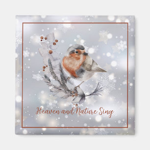 Süßer Wintervogel und Schnee benutzerdefinierter F Magnet
