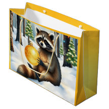 Süßer Winterwaschbär mit goldenem Weihnachtsschmuc