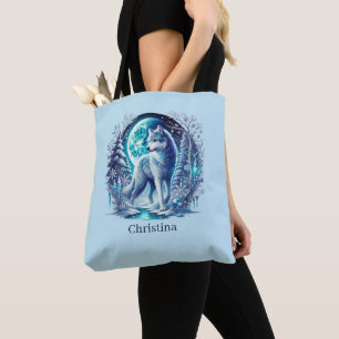 Süßer Winterzeit-Wolf Tasche