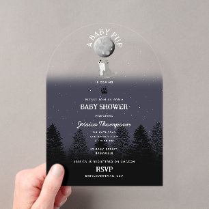 Süßer Wolf Baby Welpe und Mama Wald Baby Shower Acryleinladungen