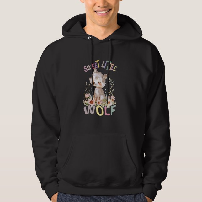 Süßer Wolf mit Blume niedliche Wölfe Hoodie (Vorderseite)