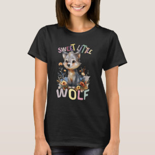 Süßer Wolf mit Blume niedliche Wölfe T-Shirt