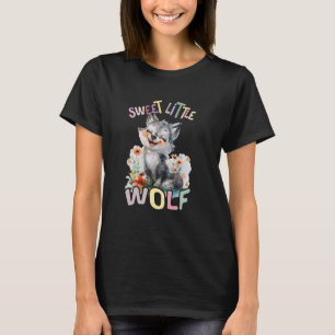 Süßer Wolf mit Blume niedliche Wölfe T-Shirt
