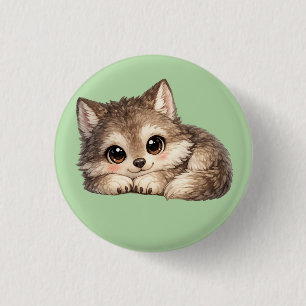 Süßer Wolfswelpe mit großen Augen entspannt sich W Button