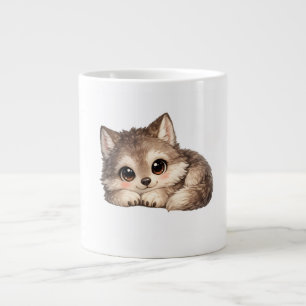 Süßer Wolfswelpe mit großen Augen Klarer Stadionbe Jumbo-Tasse