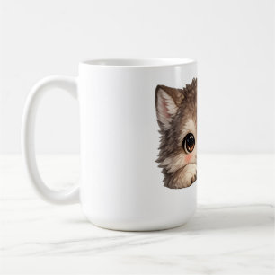 Süßer Wolfswelpe mit großen Augen Klarer Stadionbe Kaffeetasse