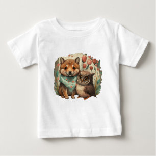 Süßer Wolfswelpe und Eule Baby T-shirt