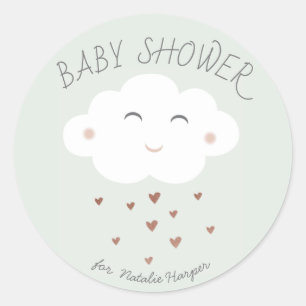 Süßer Wolken-Baby-Shower-Aufkleber Runder Aufkleber