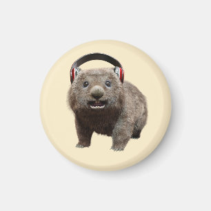 Süßer Wombat mit Kopfhörern Musikliebhaber Kunst Magnet