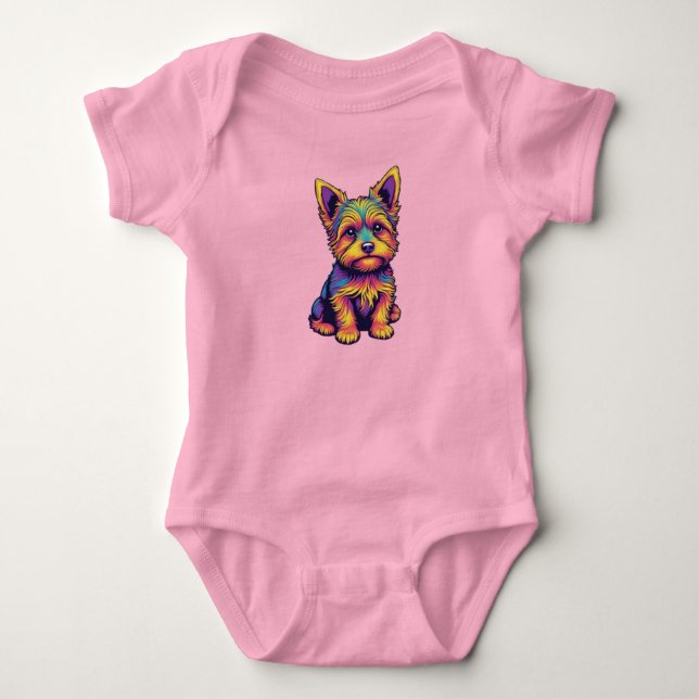 Süßer Yorkie Baby Strampler (Vorderseite)