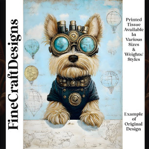 Süßer Yorkie-Hund, Heißluftballons K4 Decoupage Seidenpapier