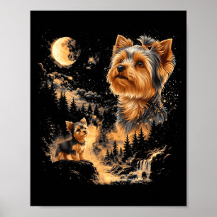Süßer Yorkshire Terrier heult Mond Vintage Poster