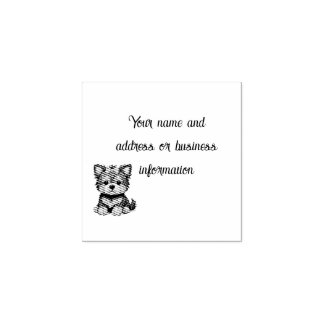 Süßer Yorkshire Terrier mit Schleife Gummistempel