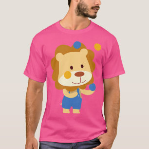 Süßer Zirkus Löwe Clown jongliert Orange und Blau  T-Shirt