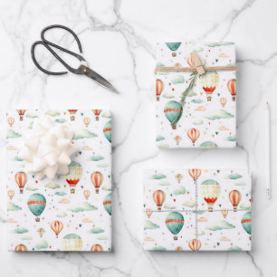 Süßer Zirkus Luftballon Herzen Baby Shower Kinderz Geschenkpapier Set