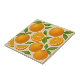 Süßer Zitrusfrüchte ganz und geschnittene Orangen  Fliese