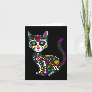 Süßer Zucker-Schädel Mexikanische Katze Halloween Karte