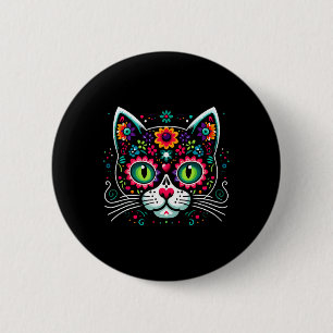 Süßer Zucker-Schädel-Mexikanischer Katze Button