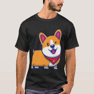 Süßer zwinkernder Corgi Hund mit rotem Bandana T-Shirt