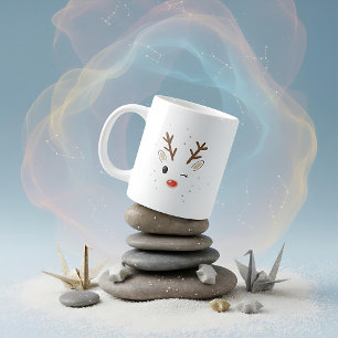 Süßer zwinkerndes Rentier Rudolf Weihnachten Jumbo-Tasse