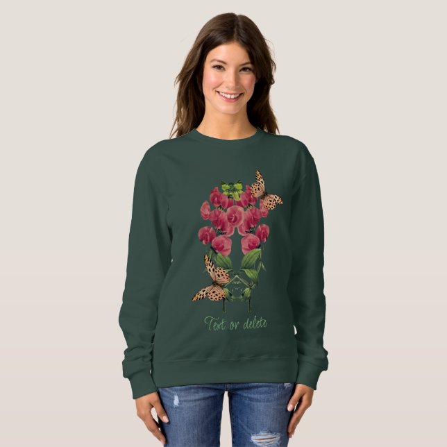 Süßerbsen und Schmetterlinge Personalisiert Sweatshirt (Vorne ganz)