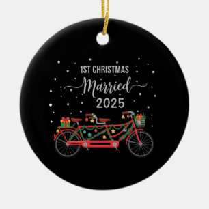 Süßes 1. Weihnachten Verheiratet 2025 Tandemfahrra Keramik Ornament