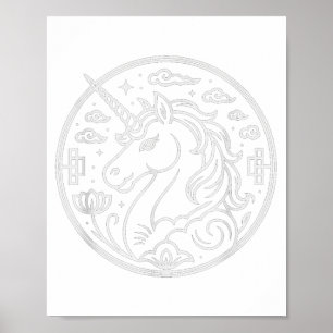Süßes 2026 Einhorn Jahr des Pferdes Glücksreiter Poster