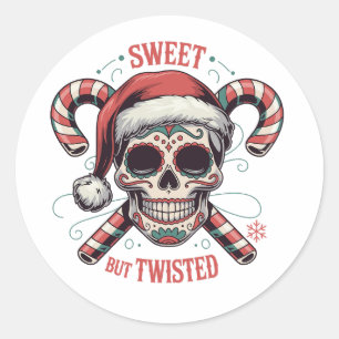 Süßes aber verdrehtes Skelett Xmas Grusel Hallowee Runder Aufkleber