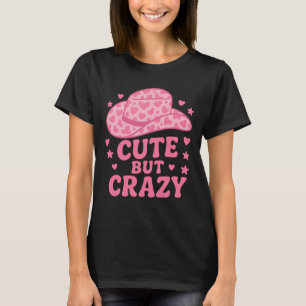 Süßes aber verrücktes rosa Cowgirl-Hut-Design T-Shirt