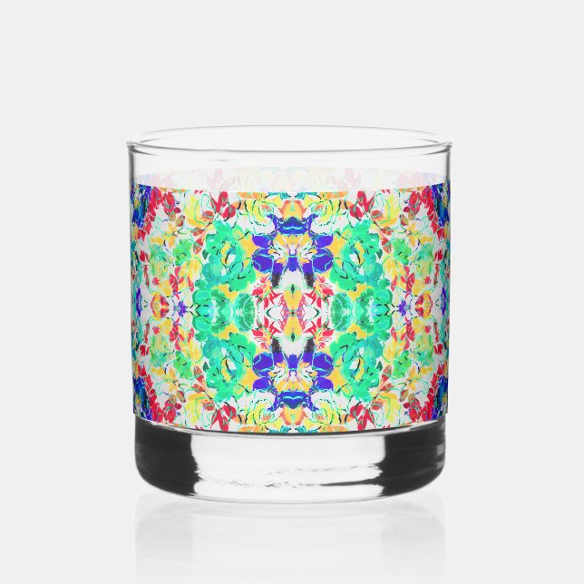 Süßes abstraktes Blumenmuster Whiskyglas (Vorderseite)