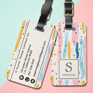 Süßes abstraktes pastellfarbenes Muster mit Monogr Gepäckanhänger